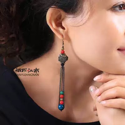 Original tassel earrings long version of retro super long exaggerated earrings national temperament earrings women fashion personality jewelry