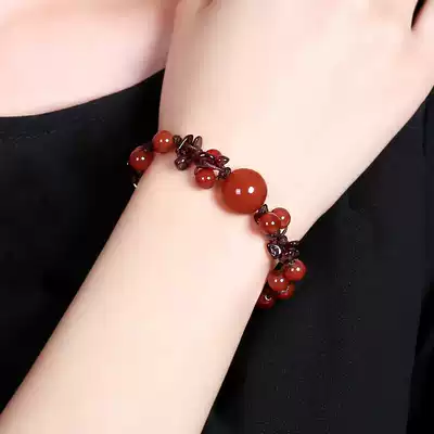 Red hand agate Garnet jewelry jewelry jewelry National style handwear female retro hand rope beaded