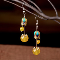 Earrings temperament long earrings pendant jewelry Chinese National style retro earrings female round face suitable for Super fairy fashion