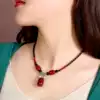 Short antique style 925 sterling silver decorative necklace Clavicle chain Women retro accessories wild Agate pendant ethnic wind red