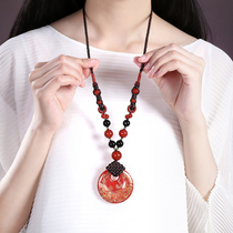 Yan Yu Jiangnan sweater chain long retro glass pendant accessories Joker accessories ornaments ethnic style necklace women