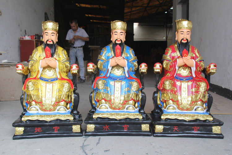 Manufacturer direct sale Buddha statue resin GRP Buddha statue 90cm color drawing three official paste gold Tianguan Official Water Officer-Taobao