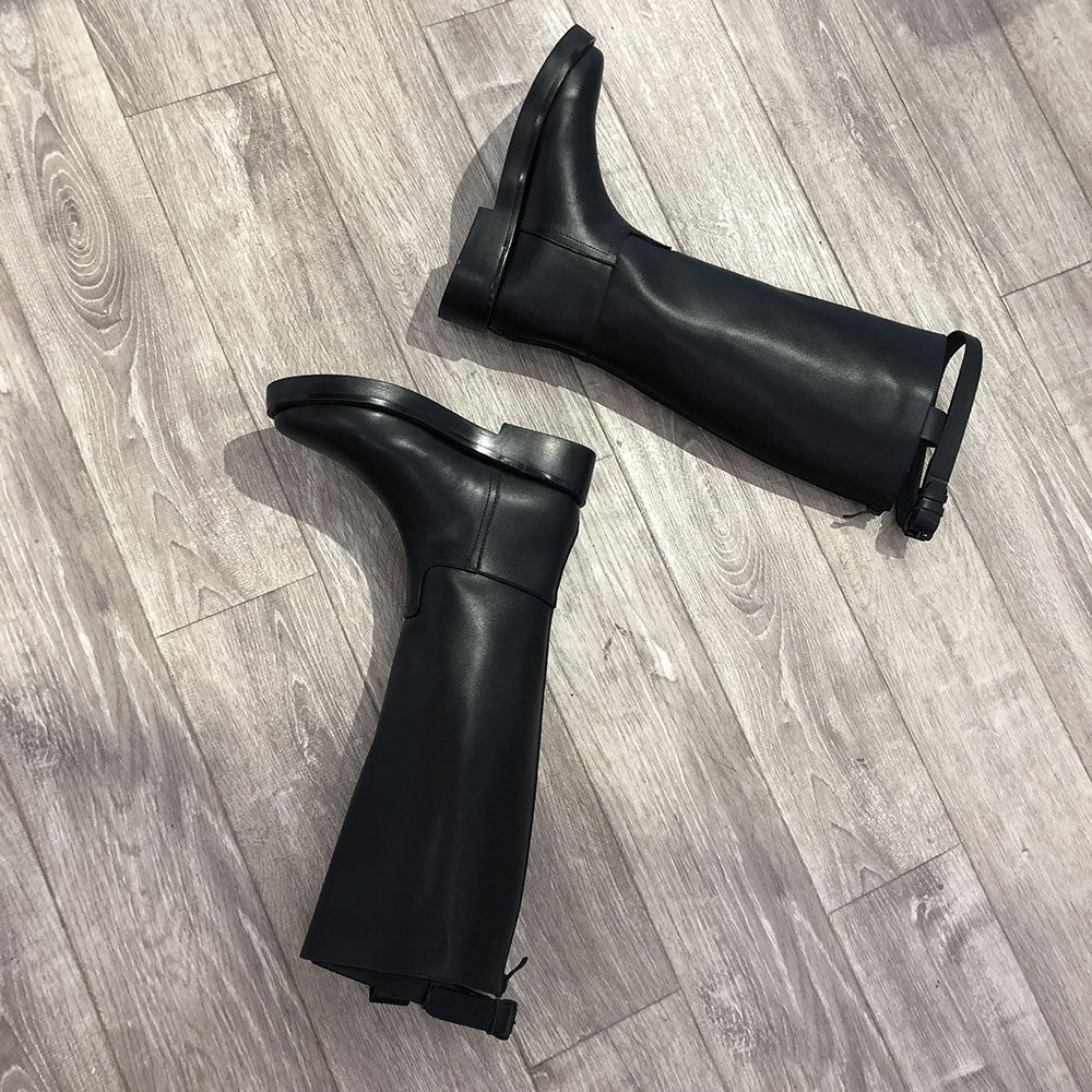 ANN long boot (late sunny) flat bottom female boot Riding Boot Strap Buttoned High Cylinder Boot long cylinder Martin boot