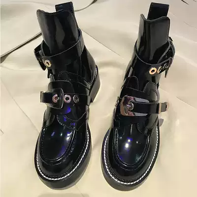 Flowers and trees (mulberry branches) 2021 Paris short boots metal buckle hollow machine boots retro Martin boots spring and autumn naked boots women