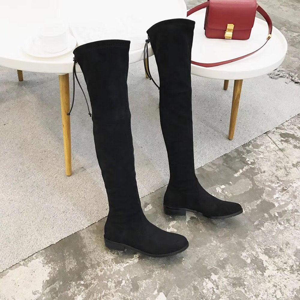 2021 autumn/winter (Shuyuan) new thick heel leather boots long elastic boots high heel knee boots thin women's boots