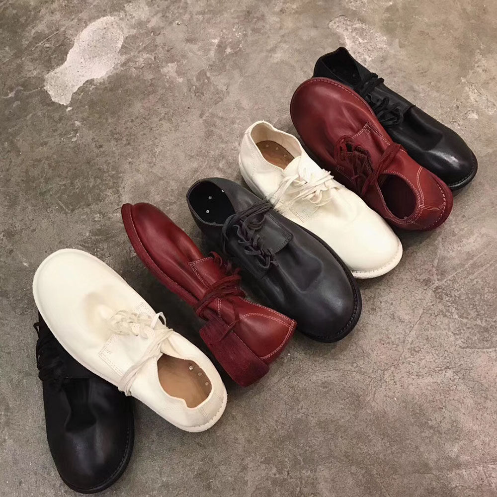 guidi (floating islands) handmade single shoes 992 dark black shoes lacing retro genuine leather strap casual leather shoes fairy shoes