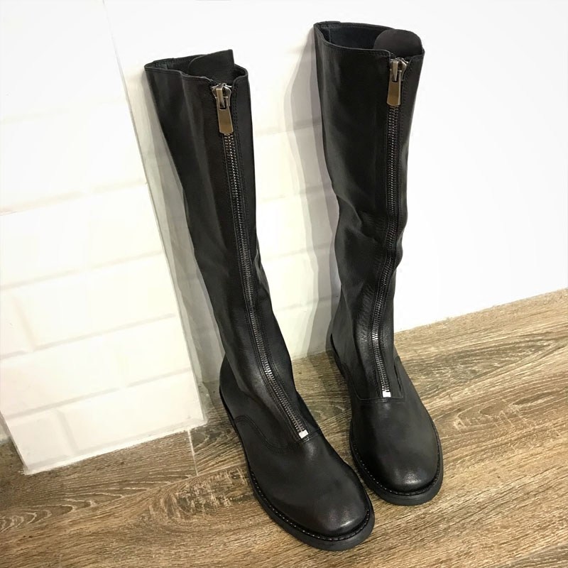 Guidi handmade boots 410 riding boots ghost emperor front zipper leather flat high boots retro Martin boots women