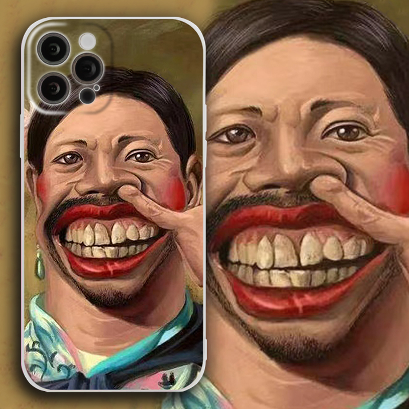 Creative and Quirky Grinning Face Phone Case Suitable for iPhone 17 Pro, Apple 16/15 Plus, Oppo Reno 14, Huawei Mate 70, Vivo X200, Xiaomi 15, Samsung