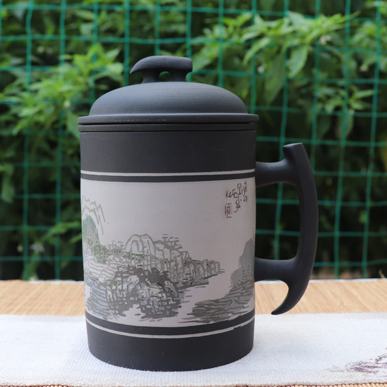 Yunnan Jianshui Purple pottery Teacup Master Xiang Bingcheng black pottery hand cup Tongjing color filled water cup Fidelity with collection card