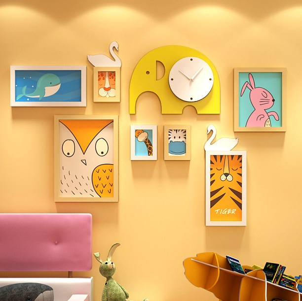 Baby photo wall decoration Girl combination photo frame boy cute cartoon creative children's bedroom hanging wall photo wall
