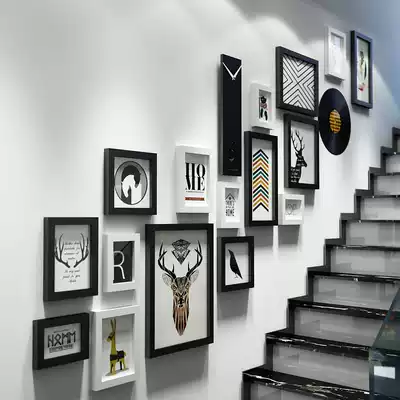 Stair photo wall creative photo frame hanging wall photo wall combination vertical stairwell decoration corridor wall simple modern