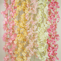  Fake flower rattan cherry blossom wedding flower simulation railing decoration winding air conditioning pipe vine plastic wall hanging flower tree
