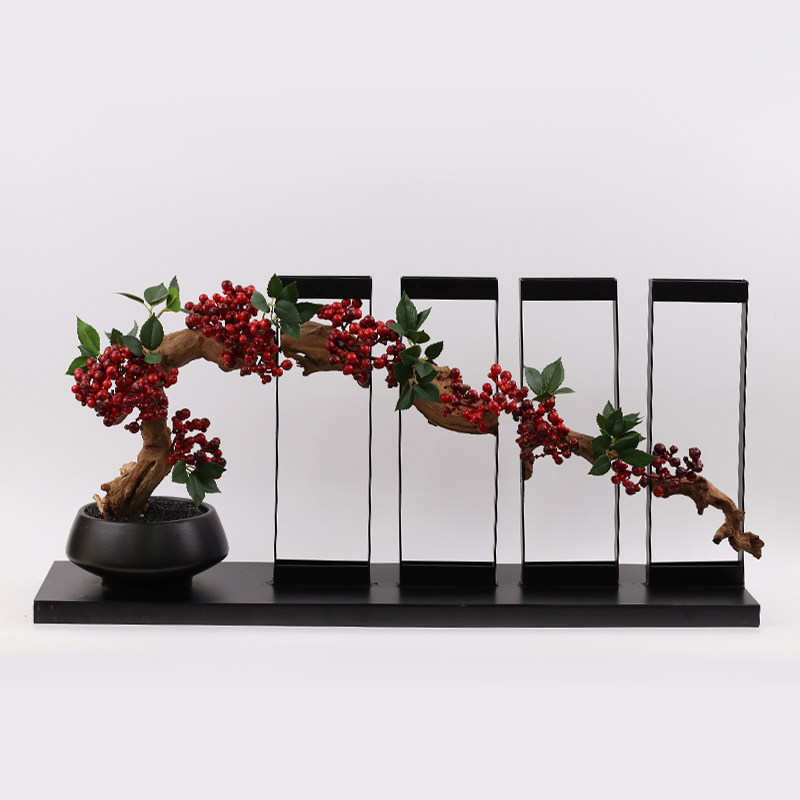 New Chinese simulation flower ornaments Hotel plant metal decorations Home living room entrance Floral soft decoration craft gift ornaments
