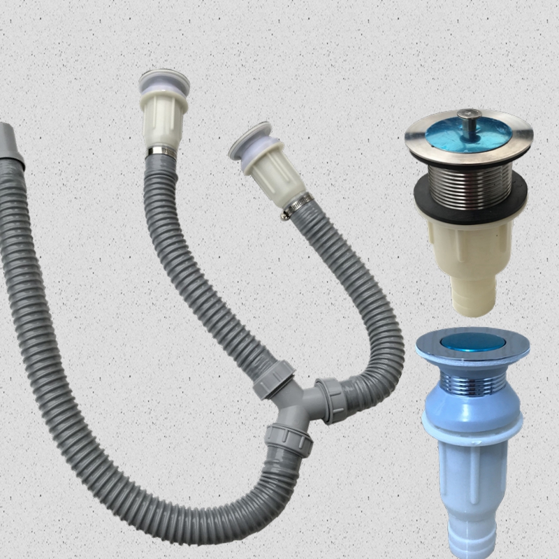 Ceramic basin marble laundry tank water drain set Y-type double sewer mop pool double basin laundry pool