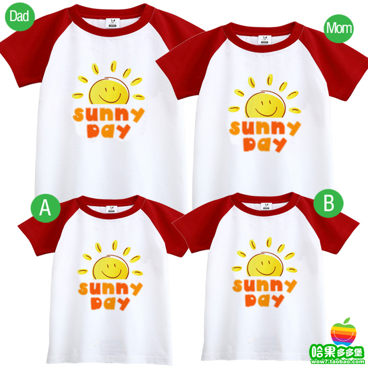 Áo thun nam Sun SUN trẻ em Áo thun cotton ngắn tay E97 Mẹ và con gái gia đình cỡ lớn cho bố mẹ đi du lịch hè quần áo gia đình mùa hè
