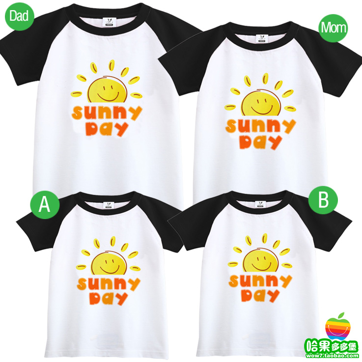 Áo thun nam Sun SUN trẻ em Áo thun cotton ngắn tay E97 Mẹ và con gái gia đình cỡ lớn cho bố mẹ đi du lịch hè quần áo gia đình mùa hè