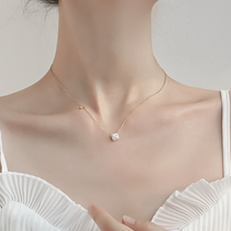 S925 sterling silver square diamond pendant necklace female trembles Net red tide will move choker Korean fashion temperament accessories