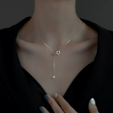 Ожерелье, брендовая цепочка до ключиц, серебро 925 пробы, коллекция 2023, простой и элегантный дизайн, легкий роскошный стиль