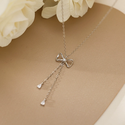 Летнее ожерелье с бантиком, сексуальный аксессуар, серебро 925 пробы, коллекция 2022, премиум класс, легкий роскошный стиль