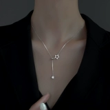Ожерелье, брендовая цепочка до ключиц, серебро 925 пробы, коллекция 2023, простой и элегантный дизайн, легкий роскошный стиль
