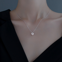 925 sterling silver nonsense necklace female tide net red student geometric Sen department clavicle chain ins cool three-dimensional pendant jewelry