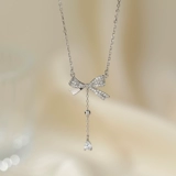 Подвеска с бантиком с кисточками, свитер, серебро 925 пробы, легкий роскошный стиль, изысканный стиль