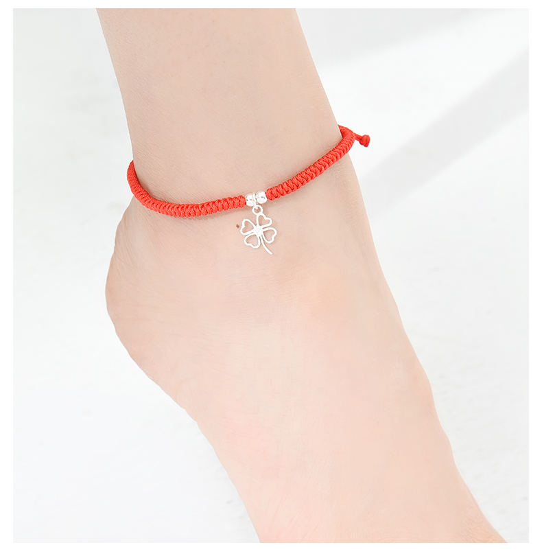 2019 mới sterling bạc đôi vòng chân nữ sinh năm đỏ dây đeo tay vòng tay chuông với âm thanh chân dây nam lắc chân nữ bạch kim