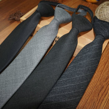 High-End Wool 7~8cm Lazy Tie, No Need to Tie, Convenient Tie for Men, Formal Business Korean Style Casual Versatile Zipper