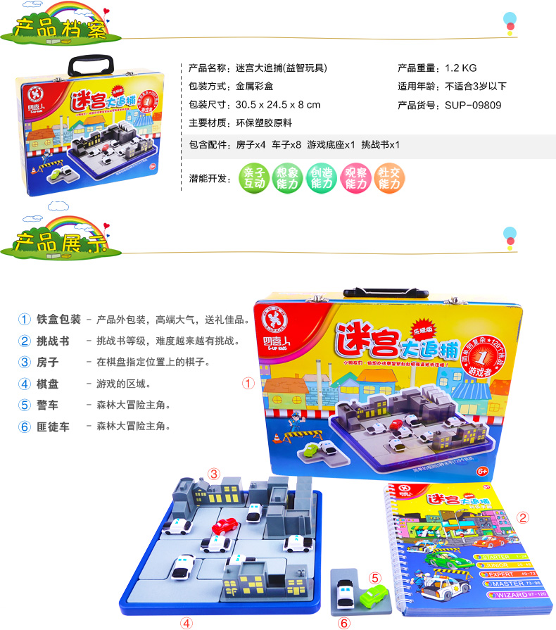 Bốn người mê cung săn rừng lớn phiêu lưu lớn Trò chơi Sudoku cảnh sát bắt kẻ trộm đang suy nghĩ đào tạo đồ chơi giáo dục đồ chơi trẻ con