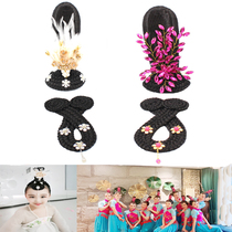 Classical dance tiara wig beauty line Chinese fan dance new childrens performance peach and plum Cup repertoire Tang Yin