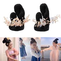 Ancient costume children classical dance folk dance Hanfu headdress wig hair bun beauty dance hair decoration flying sky performance