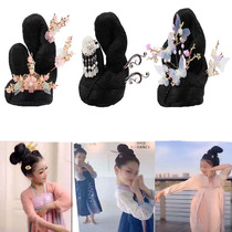 Ancient costume children classical dance folk dance Hanfu headdress wig hair bun beauty dance hair decoration flying sky performance