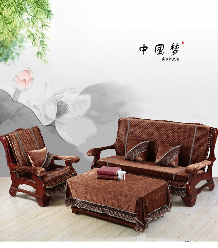 Đệm sofa gỗ dày tùy chỉnh Đệm sofa gỗ gụ Đệm mùa xuân và mùa thu Đệm ghế sofa bằng gỗ có tựa lưng tấm trải sofa