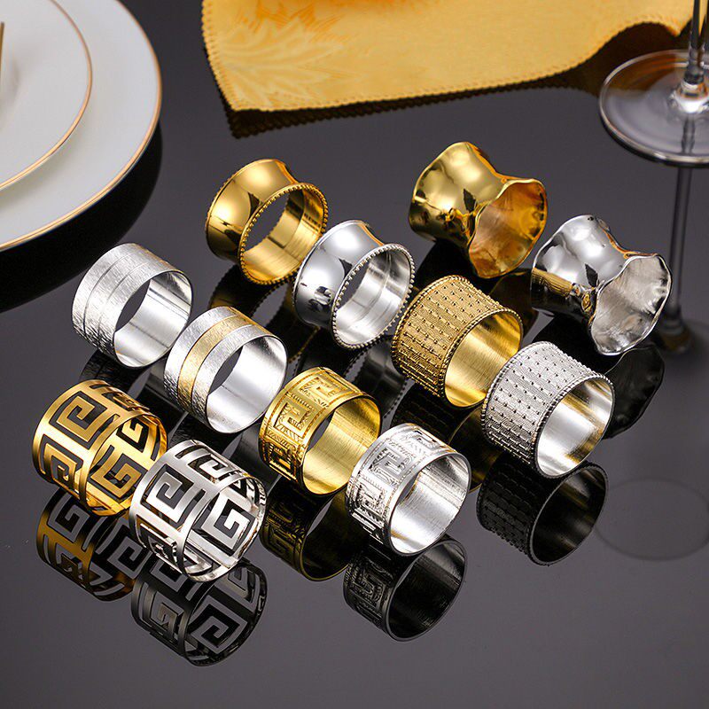 ナプキンクリップ／リング、精巧でシンプルなダブルビーズスプリングナプキンリング、スタイリッシュなホテル用ナプキンリング、ウエスタンスタイルのナプキンクリップ。