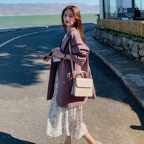 High-end design casual suit jacket womens mid-length spring and autumn loose large size fat mm spring 2021 new