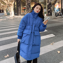 Klein blue down jacket womens winter mid-length waist is thin and not bloated 2021 new popular fashion style