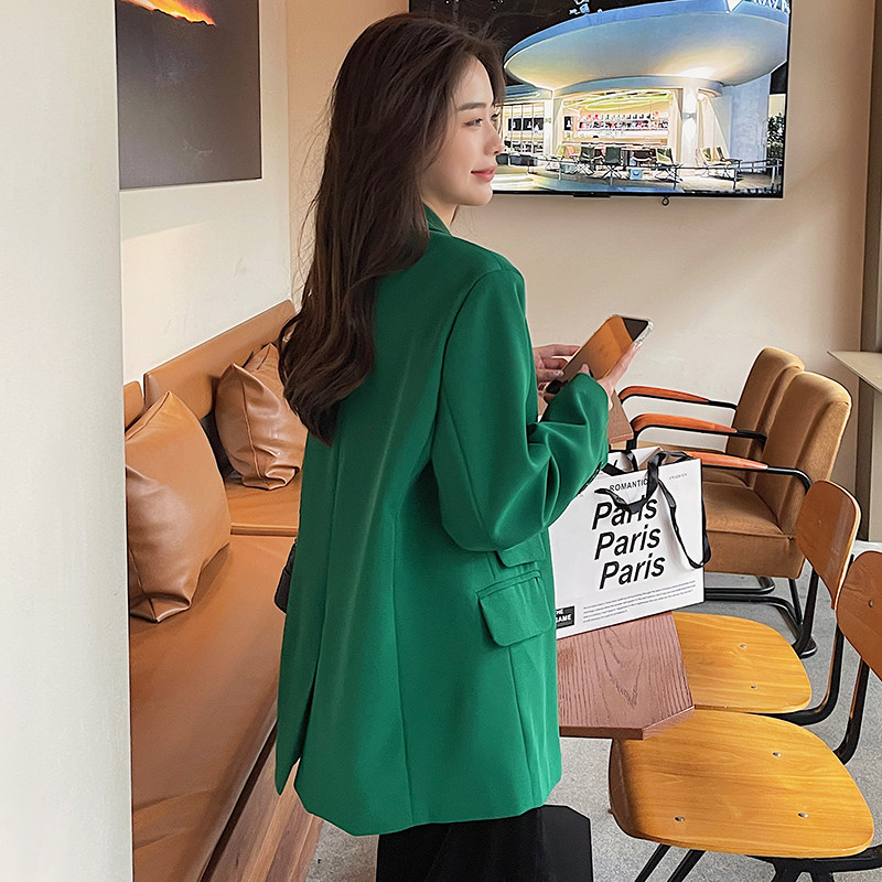 Green Casual Little Suit Jacket Women's Spring Style Superior Sense Design Sense Niche this year Pop West suit 2022 new