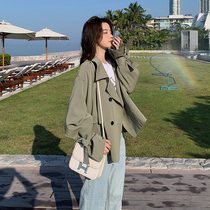 Korean version of the army green windbreaker womens short section small casual thin coat all-match spring and autumn 2021 spring new
