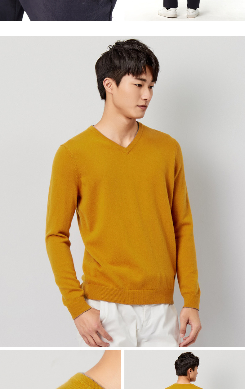 Erdos 1980 mùa thu và mùa đông áo len cashmere cổ chữ V áo len nam