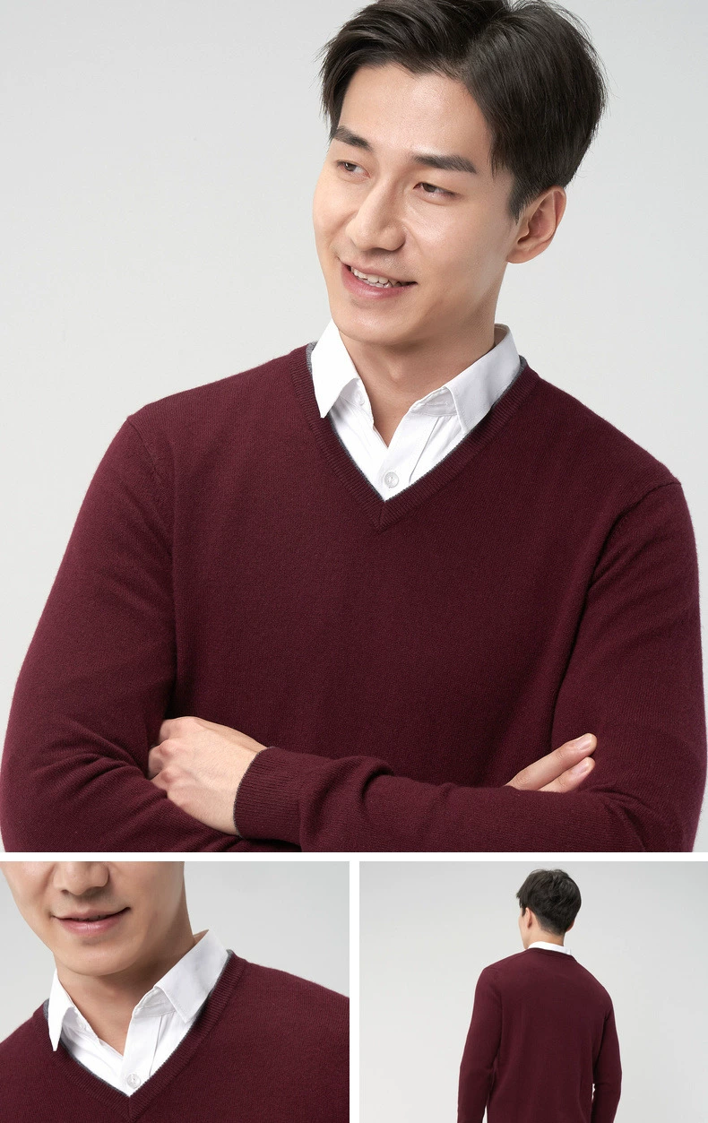 Erdos 1980 mùa thu và mùa đông áo len cashmere cổ chữ V
