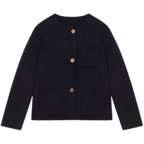 (Pure cashmere) ERDOS black loose box short jacket 24 autumn new womens double-sided woolen metal buckle