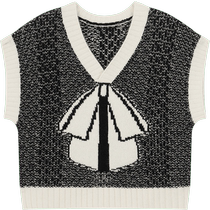 erdosKIDS Ordos childrens clothing girls lively and cute bow jacquard cashmere vest