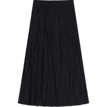 (Silk polyester taffeta) ERDOS black easy-care pleated texture A-line skirt for womens 24th autumn new product