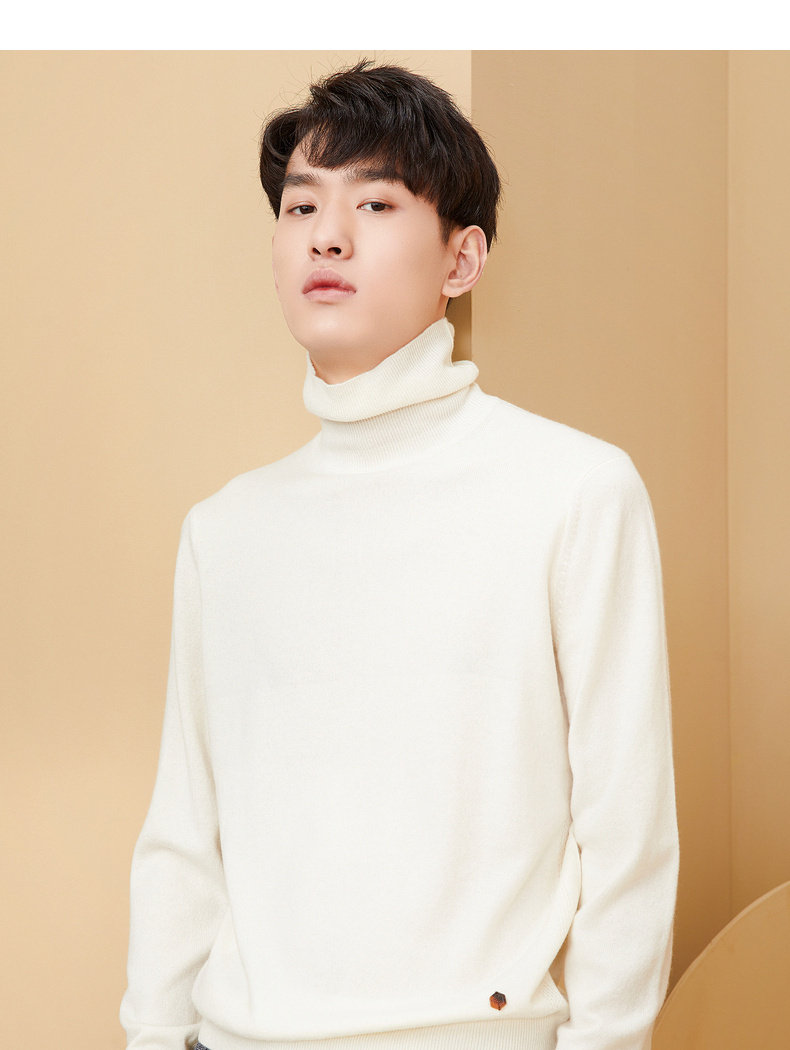鄂尔多斯 100%山羊绒 男士高领针织衫 图10