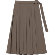 ERDOS Retro College Style Pleated Skirt Womens 24th Autumn New Wool Asymmetric Wrap Mid-Length A-Line Skirt
