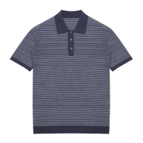 ERDOS cotton-wool blended POLO shirt 2024 early autumn new small lapel color matching mens business casual short sleeves