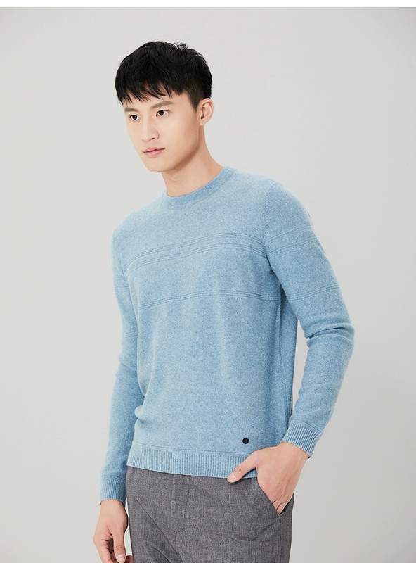 Ordos mùa thu và mùa đông vòng cổ thời trang lạ mắt màu rắn áo len nam cashmere áo len Q176W1005