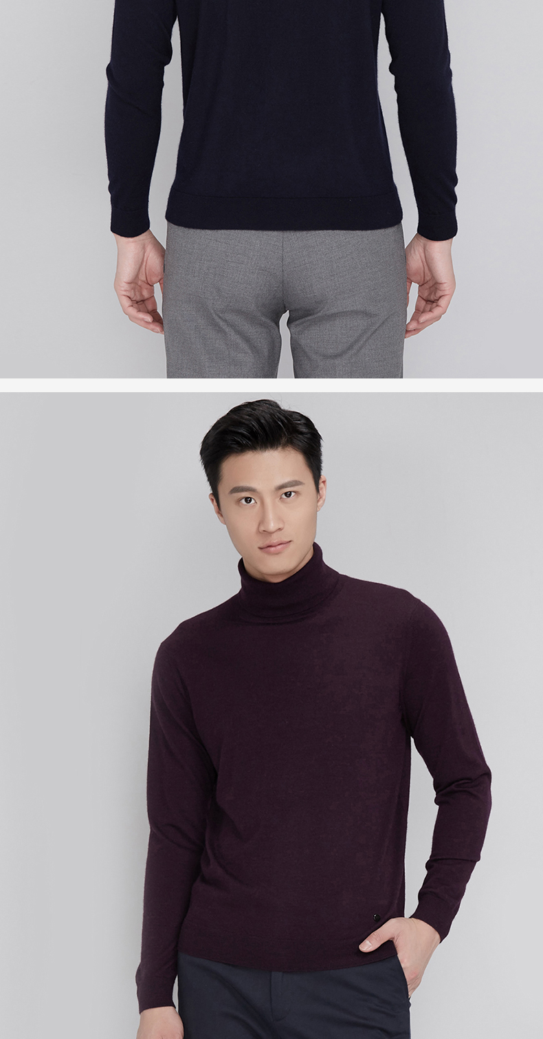 Ordos mùa thu và mùa đông worsted màu rắn cao cổ áo của nam giới áo len cashmere Q177A0005