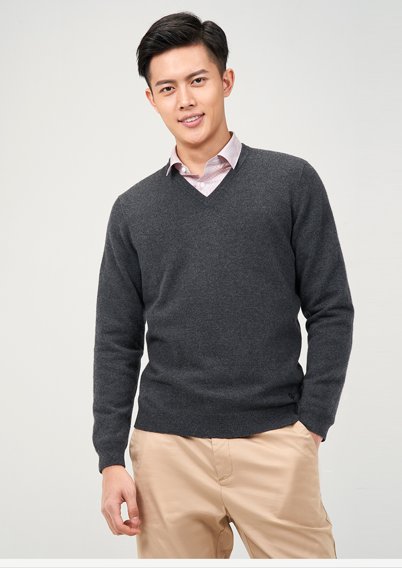 ERDOS 17 mùa thu và mùa đông cổ chữ V dày áo len cashmere áo len cổ lọ nam