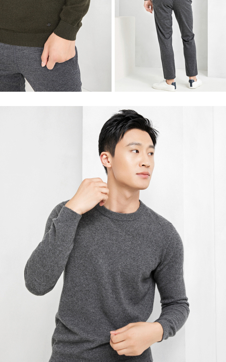 Áo len cashmere cổ điển Ordos mùa thu đông 2018 mới áo cổ lọ nam